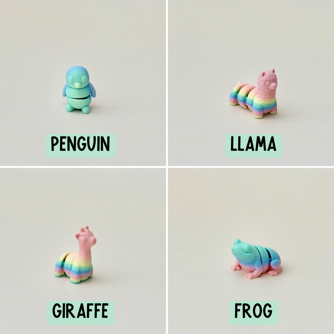 Compact rainbow-coloured mini pet fidget, perfect for tactile engagement and portable play.