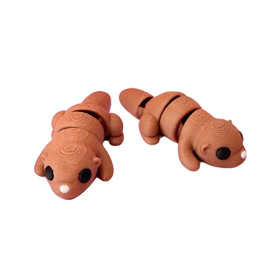 6cm Otter Fidget Toy with a brown body, black eyes, and beige nose, offering flexible and soothing sensory play.