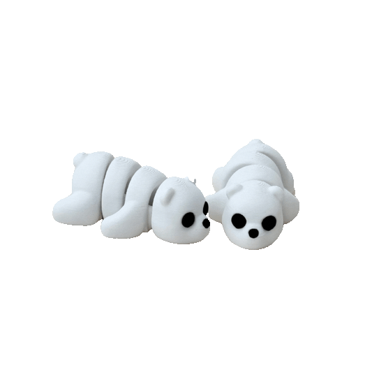 White polar bear fidget toy with black eyes and nose, 6cm in length, perfect for sensory play.