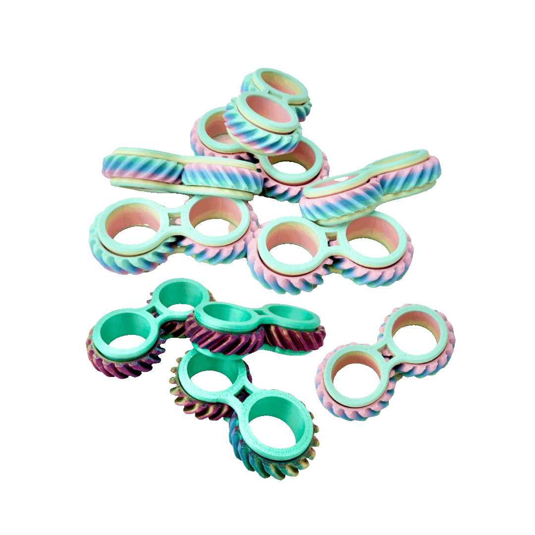 Compact Twist & Roll toy in original and green options, designed for tactile and sensory engagement.