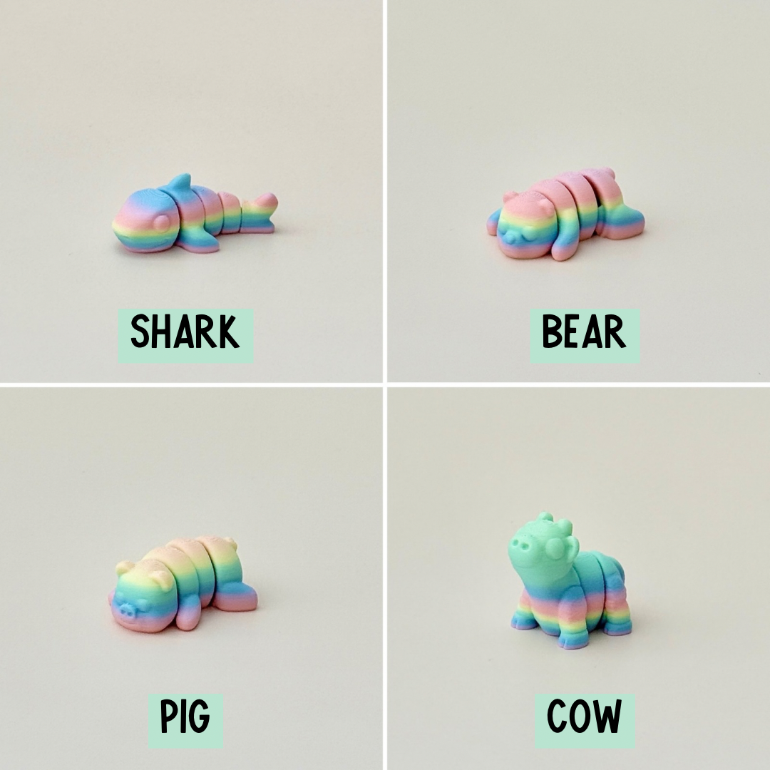 Cute mini rainbow fidget pet, fully flexible, great for collecting and sensory play.